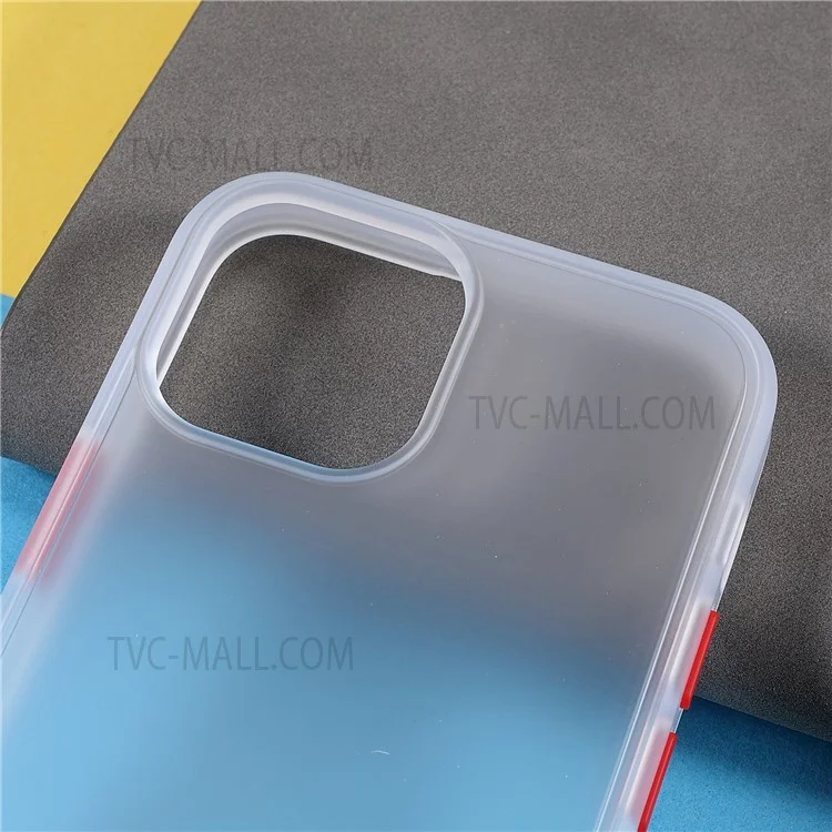 TOTU AA178 Matte Surface Colored Buttons Acrylic Back + Soft TPU Frame Anti-scratch Phone Case Cover für iPhone 13 6.1 Zoll - Transparent/Rot