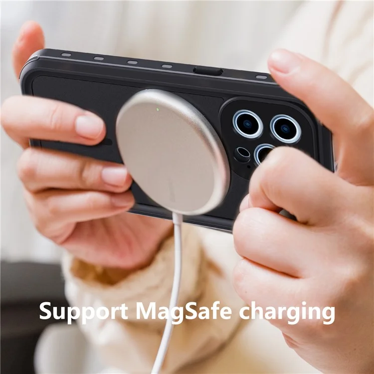 REDPEPPER Capa à prova d'água IP68 com suporte para iPhone 13 Pro 6.1 polegadas Magsafe Carregamento magnético - Preto