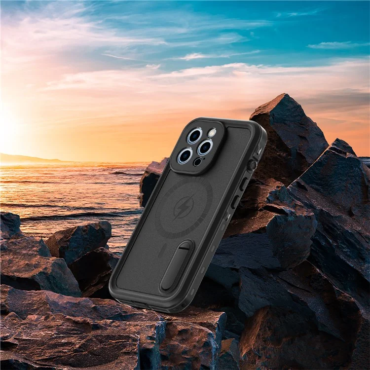 REDPEPPER Capa à prova d'água IP68 com suporte para iPhone 13 Pro 6.1 polegadas Magsafe Carregamento magnético - Preto