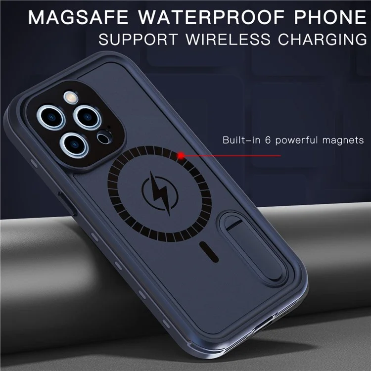 REDPEPPER Capa à prova d'água IP68 com suporte para iPhone 13 Pro 6.1 polegadas Magsafe Carregamento magnético - Preto