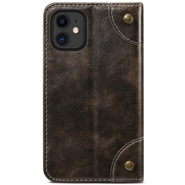 Étui portefeuille en cuir PU à fermeture magnétique automatique de la série SUTENI 055 avec support, coque intérieure antichoc en TPU pour iPhone 12 mini 5.4 pouces - Noir