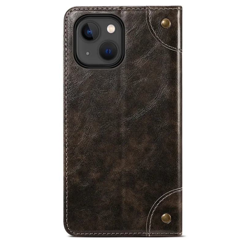 SUTENI 055 Series Anti-Scratch Anti-Drop Flip Phone Cover PU Leather+TPU Case Shell with Wallet and Stand for iPhone 13 6.1 inch - Black