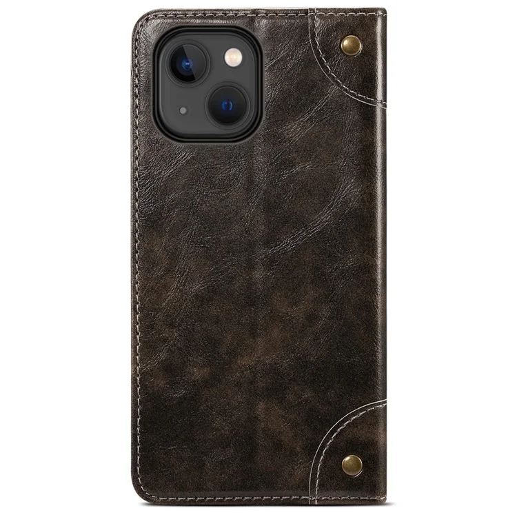 Suteni 055 Series Forte Auto Fechamento PU Couro + TPU Case Carteira Stand Shock À Prova De Choque Para Iphone 13 Mini 5,4 Polegadas - Preto