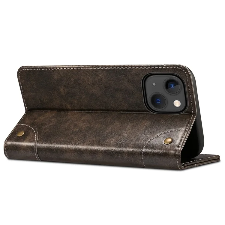 Suteni 055 Series Forte Auto Fechamento PU Couro + TPU Case Carteira Stand Shock À Prova De Choque Para Iphone 13 Mini 5,4 Polegadas - Preto
