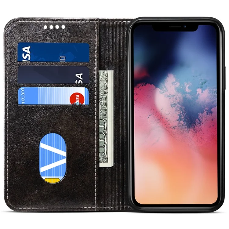 SUTENI 055 Series Shiese Shiese Phone Shell Сильная Автоматическое Закрытие PU Кожи + TPU Case Wallet Для IPhone 11 Pro 5,8 Дюйма - Чернить