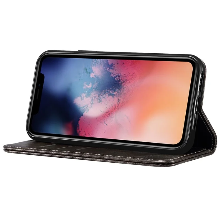 SUTENI 055 Series Shiese Shiese Phone Shell Сильная Автоматическое Закрытие PU Кожи + TPU Case Wallet Для IPhone 11 Pro 5,8 Дюйма - Чернить