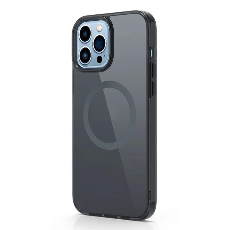 Drop Protection Hard PC Back + Soft TPU Edges Protective Case for 13 Pro 6.1 inch Magnetic Wireless Charging - Transparent Black