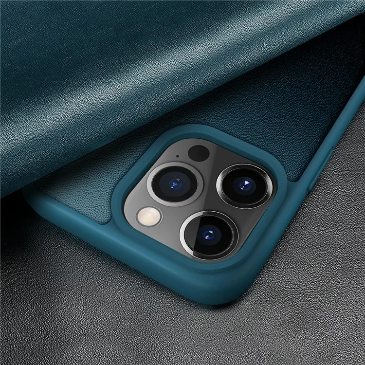 View Window Design Flip Cover Anti-Scratch PU Leder+Hard PC+TPU Hybrid Schutzhülle für iPhone 13 Pro 6.1 Zoll - Blau