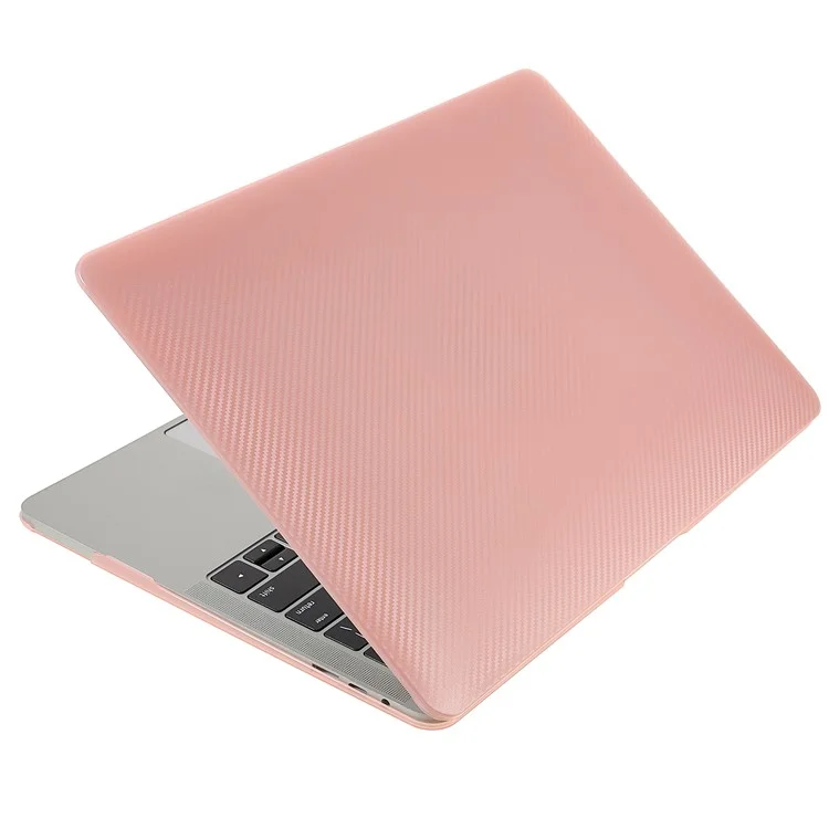 Estuche protector de PC con textura de fibra de carbono para la parte delantera y trasera de MacBook Air 13.3 pulgadas con pantalla Retina A2179 (2020)/A1932/A2337 - Rosa