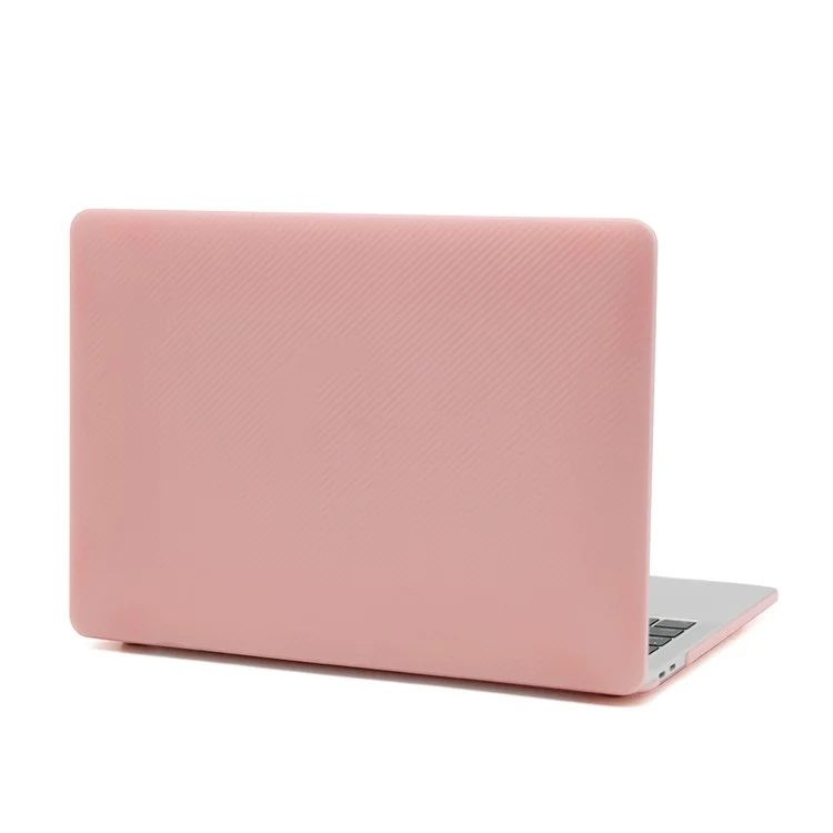 Estuche protector de PC con textura de fibra de carbono para la parte delantera y trasera de MacBook Air 13.3 pulgadas con pantalla Retina A2179 (2020)/A1932/A2337 - Rosa