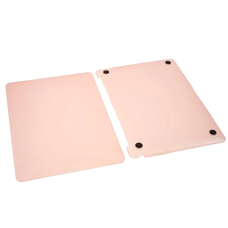 Estuche protector de PC con textura de fibra de carbono para la parte delantera y trasera de MacBook Air 13.3 pulgadas con pantalla Retina A2179 (2020)/A1932/A2337 - Rosa