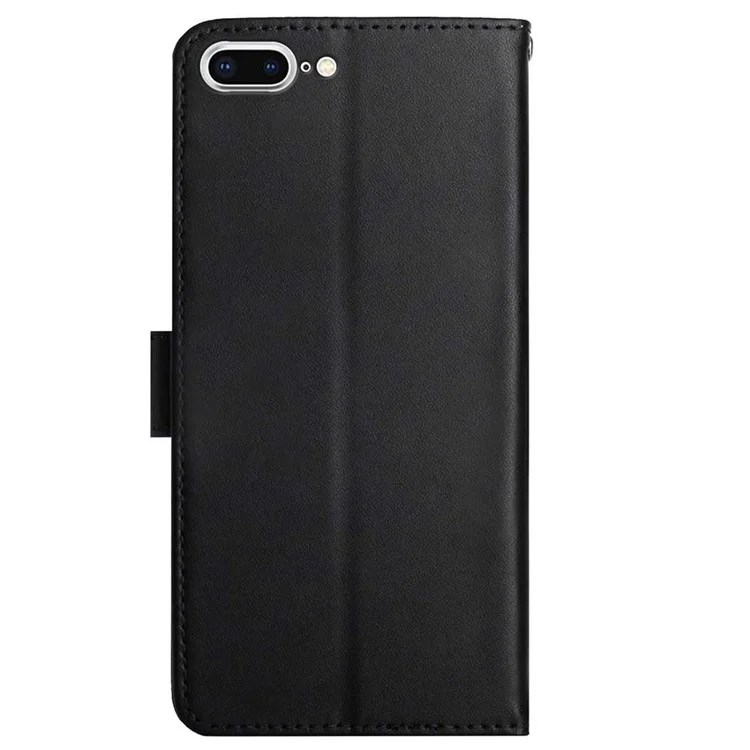 Anti-fingerprint Design Top Layer Genuine Leather Nappa Texture Wallet Stand Full Body Protective Phone Case for iPhone 7 Plus/8 Plus 5.5 inch - Black