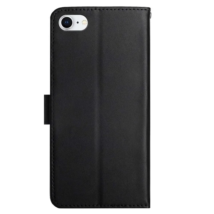 Qualité Authentique en Cuir Nappa Texture Portefeuille Multifonction Support Full Body Protective Phone Case Pour Iphone SE (2022) / SE (2020) / 8/7 - le Noir