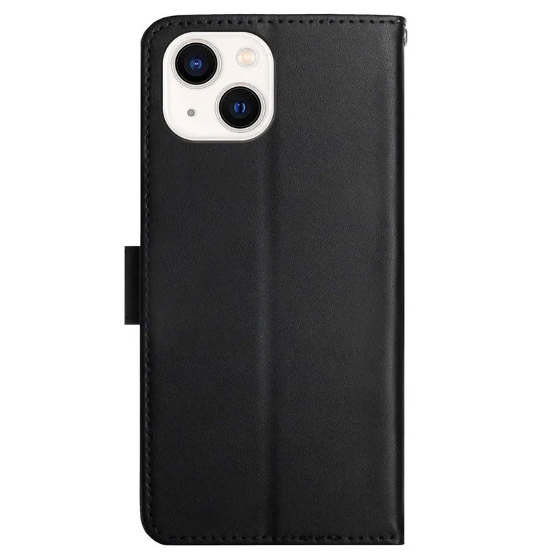 Nappa Texture Solid Color Case Wallet Well-protected Genuine Leather Phone Cover Shell with Stand for iPhone 13 mini 5.4 inch - Black