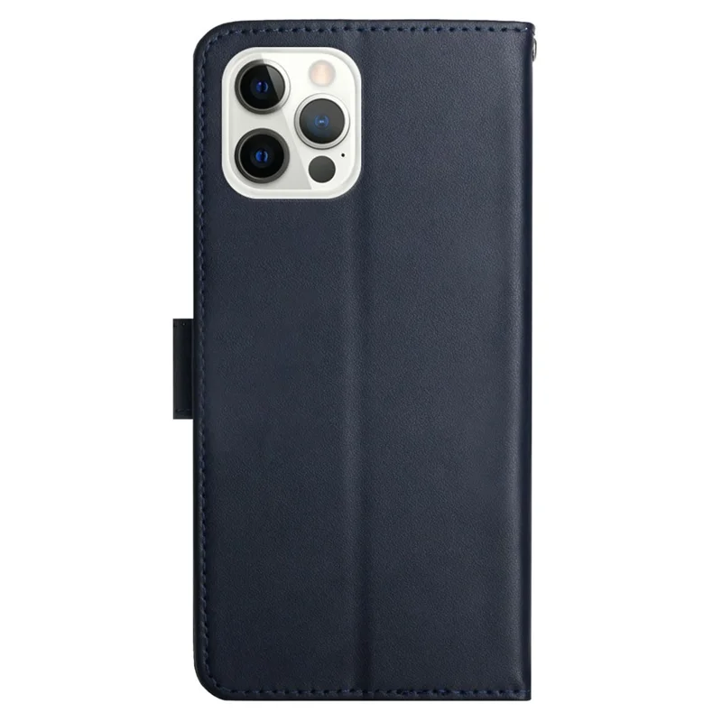 Nappa Texture Solid Color Cover Wallet Genuine Leather Phone Case Shell with Stand for iPhone 13 Pro 6.1 inch - Blue