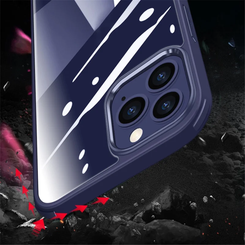 Shock Resistant Double-sided Tempered Glass Phone Case Phone Covering with TPU Edge for iPhone 13 Pro Max 6.7 inch - Black