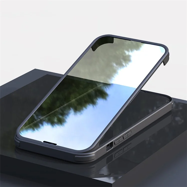 Scratch-resistant Double-sided Tempered Glass+TPU Edge Phone Case Phone Covering for iPhone 13 6.1 inch - Black