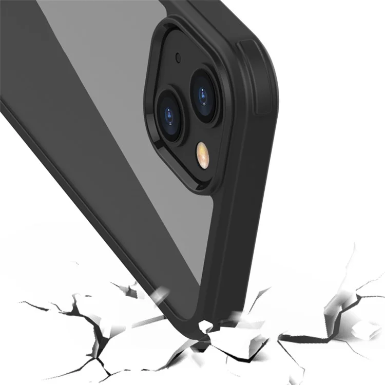 Scratch-resistant Double-sided Tempered Glass+TPU Edge Phone Case Phone Covering for iPhone 13 6.1 inch - Black
