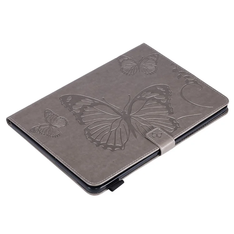 Serie di tablet KT-3 Butterfly Imprinted Magnetic Clasp Wallet Stand Design Anti-Drop Leather Tablet Case per iPad mini (2024) / mini (2021) - Grigio