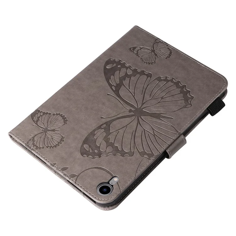 Serie di tablet KT-3 Butterfly Imprinted Magnetic Clasp Wallet Stand Design Anti-Drop Leather Tablet Case per iPad mini (2024) / mini (2021) - Grigio