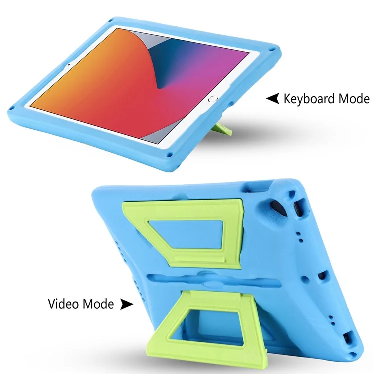Portable Handle Kickstand Design EVA + PC Shockproof Tablet Case Shell with Shoulder Strap for iPad 10.2 (2020)/(2019)/(2021)/iPad Air 10.5 inch (2019)/iPad Pro 10.5-inch (2017) - Blue/Green