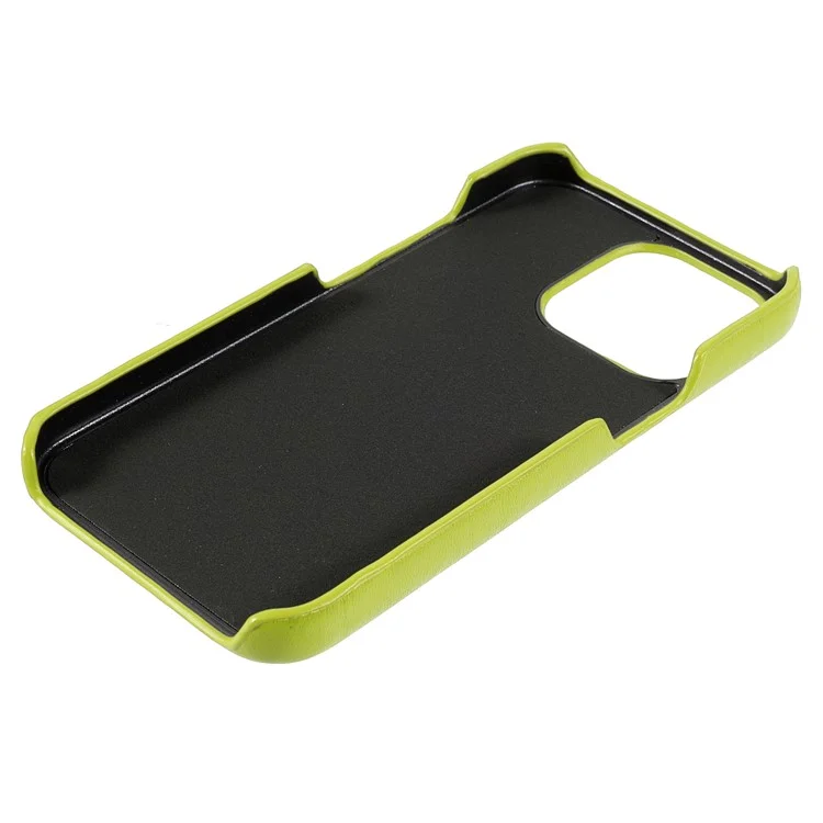 Down Coat Series Anti-fall PU le Cuir Enduit PC PC Mobile Téléphone Back Case de Protection Pour Iphone 13 Pro 6,1 Pouces - Vert Clair