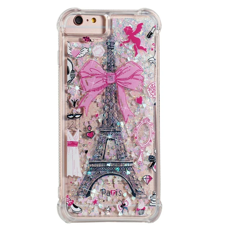 Pattern Printing Design Quicksand Moving Glitter Case TPU Protective Cover for iPhone 6 Plus / 6s Plus / 7 Plus / 8 Plus 5.5 inch - Mirror/Tower