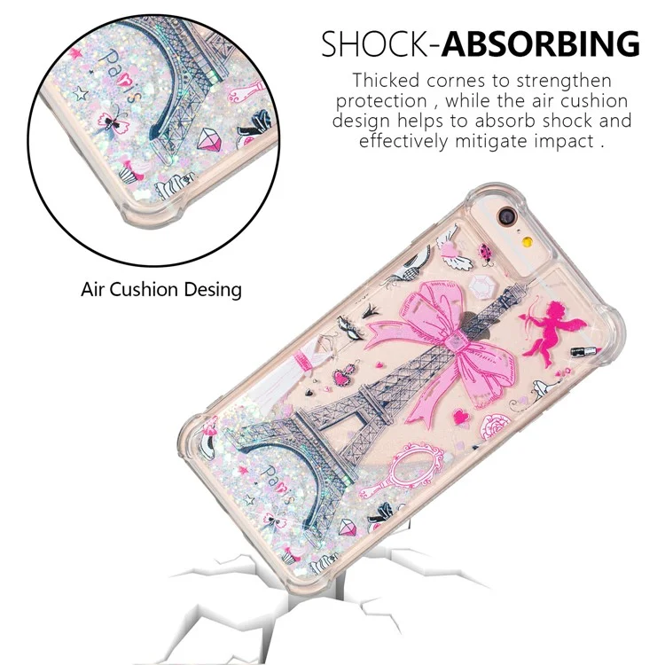 Pattern Printing Design Quicksand Moving Glitter Case TPU Protective Cover for iPhone 6 Plus / 6s Plus / 7 Plus / 8 Plus 5.5 inch - Mirror/Tower