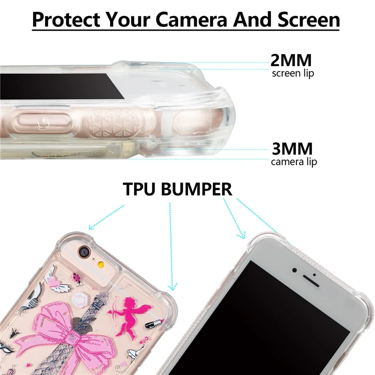 Pattern Printing Design Quicksand Moving Glitter Case TPU Protective Cover for iPhone 6 Plus / 6s Plus / 7 Plus / 8 Plus 5.5 inch - Mirror/Tower