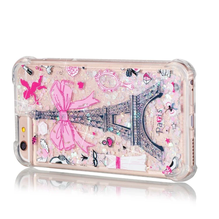 Pattern Printing Design Quicksand Moving Glitter Case TPU Protective Cover for iPhone 6 Plus / 6s Plus / 7 Plus / 8 Plus 5.5 inch - Mirror/Tower
