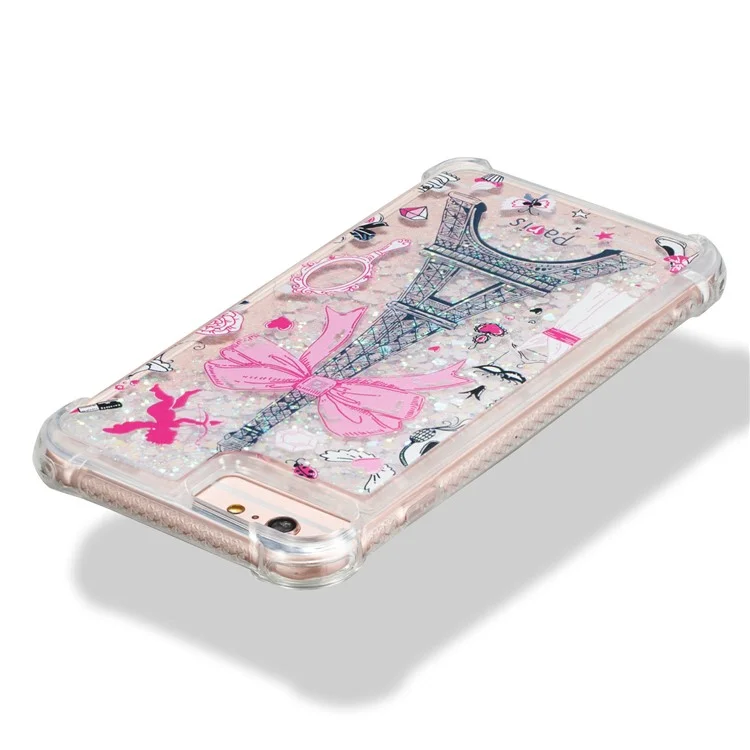 Pattern Printing Design Quicksand Moving Glitter Case TPU Protective Cover for iPhone 6 Plus / 6s Plus / 7 Plus / 8 Plus 5.5 inch - Mirror/Tower