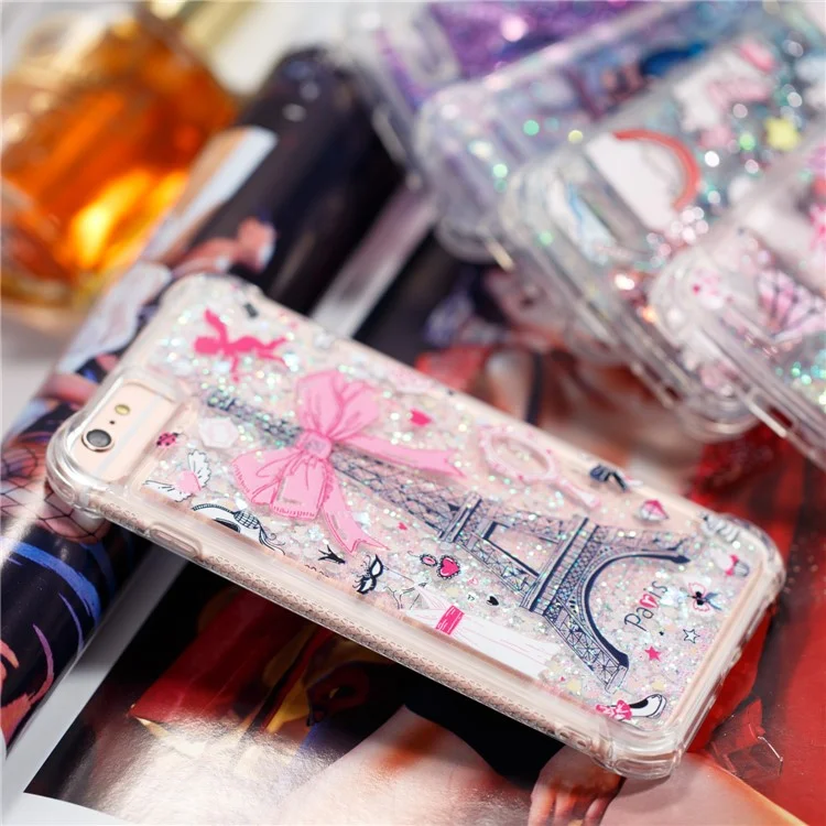 Pattern Printing Design Quicksand Moving Glitter Case TPU Protective Cover for iPhone 6 Plus / 6s Plus / 7 Plus / 8 Plus 5.5 inch - Mirror/Tower