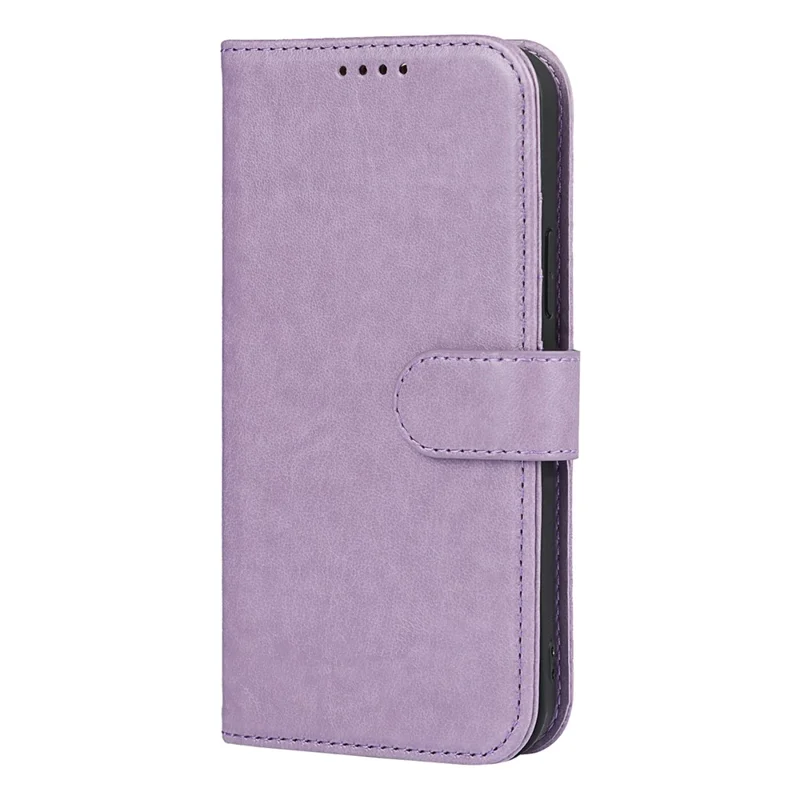 Drop-Proof R61 Texture Felled Seam PU Leather Wallet Cover Horizontal Stand Shell for iPhone 13 6.1 inch - Purple
