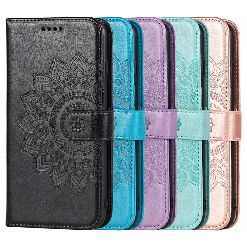 Pattern Imprinting Felled Seam Design R61 Texture PU Leather Wallet Phone Cover Shell for iPhone 13 mini 5.4 inch - Black
