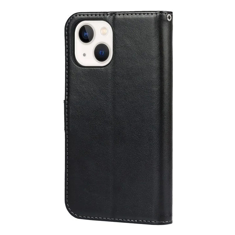 R61 Texture Falled Seam Phone Case de Téléphone Bien Protégé Shel de Couverture de Portefeuille de Support en Cuir PU Anti-automne Pour Iphone 13 Mini 5,4 Pouces - le Noir