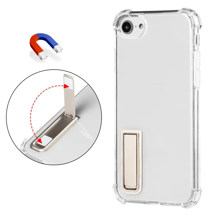 Drop Airbag Protection Soft TPU Transparent Back Cover with Magnetic Kickstand for iPhone 6 / 6s  / SE (2022)/SE (2020)/8/7