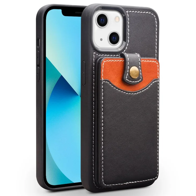 Qialino Business Style Cindhide Leder Beschichtete TPU-Telefonkasten Mit Kartenhalter Für IPhone 13 6,1 Zoll - Schwarz