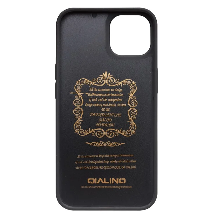 Caixa Do Telefone Revestido Do Tpu Do Couro Do Couro Do Couro De Qialino Com Suporte Do Cartão Para O Iphone 13 6.1 Polegadas - Preto