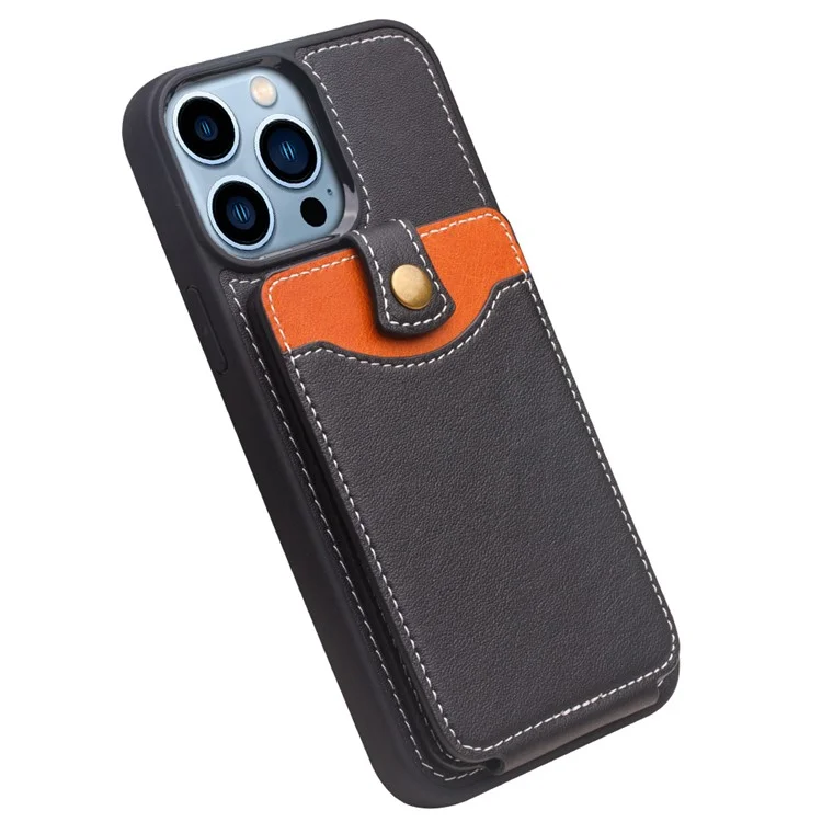 Qialino Business-Stil-Karten-Slots Cindhide-Leder Beschichtete TPU-Telefon-Case-Shell Für IPhone 13 Pro 6,1 Zoll - Schwarz