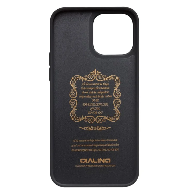 QIALINO Business Style Carte Slots Coated Coated TPU Coffre Coquille TPU Coquille Pour IPhone 13 PRO 6.1 Pouces - Le Noir