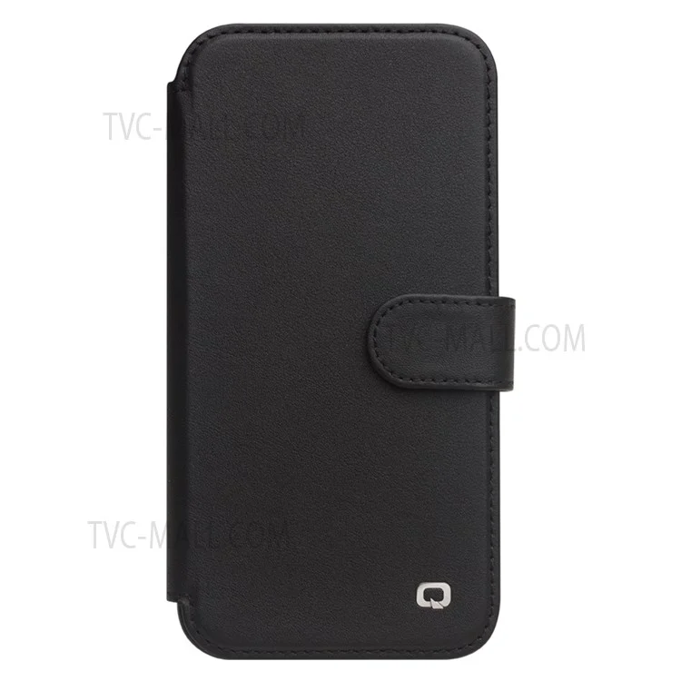 Qialino Business Style Cover de Couro Genuíno Capa de Capa de Couro Com Design de Carteira Para Iphone 13 6,1 Polegadas - Preto