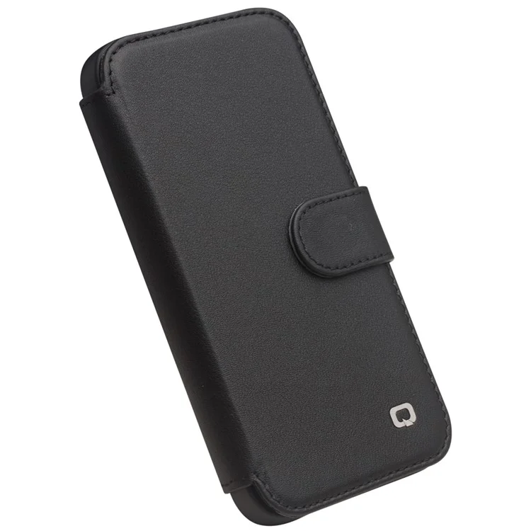 Étui de protection en cuir véritable de vache QIALINO pour iPhone 13 mini 5,4 pouces - Noir
