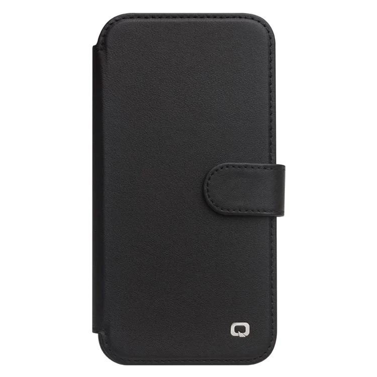 Étui de protection en cuir véritable de vache QIALINO pour iPhone 13 mini 5,4 pouces - Noir