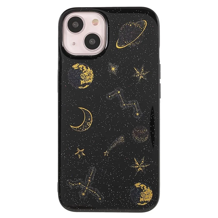 Star Planet Printing Stickers Design Well-protected Lightweight Epoxy Flexible TPU Case for iPhone 13 mini 5.4 inch - Black