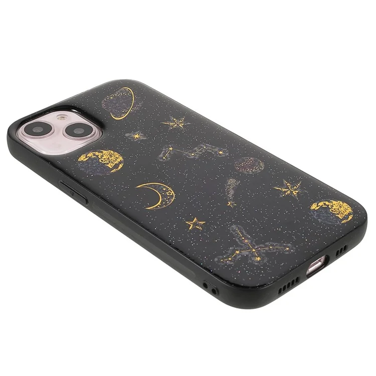 Star Planet Printing Stickers Design Well-protected Lightweight Epoxy Flexible TPU Case for iPhone 13 mini 5.4 inch - Black