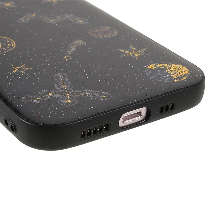 Star Planet Printing Stickers Design Well-protected Lightweight Epoxy Flexible TPU Case for iPhone 13 mini 5.4 inch - Black
