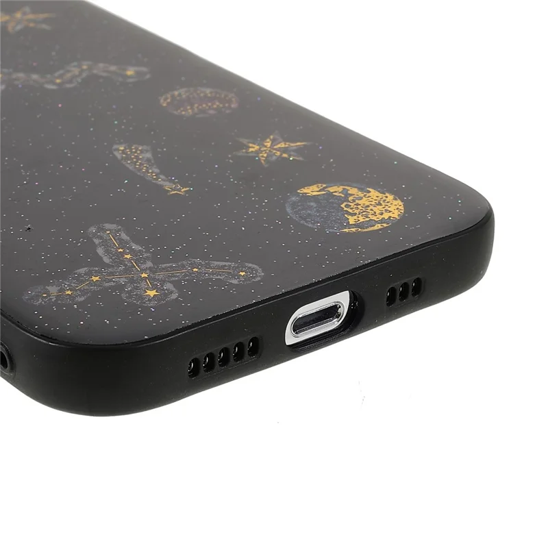 Stylish Star Planet Printing Stickers Design Anti-Scratch Epoxy Soft TPU Case for iPhone 13 Pro 6.1 inch - Black