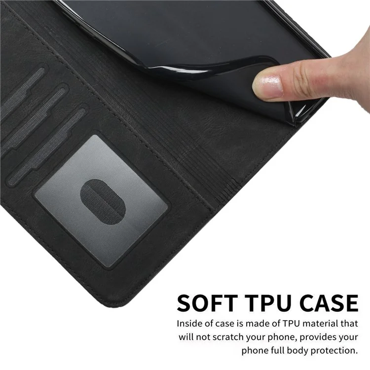 YX0010 Imprinting Rhombus Lines All-inclusive Protection Stand Leather Phone Case Wallet Cover per iPhone 12 mini 5.4 pollici - Nero
