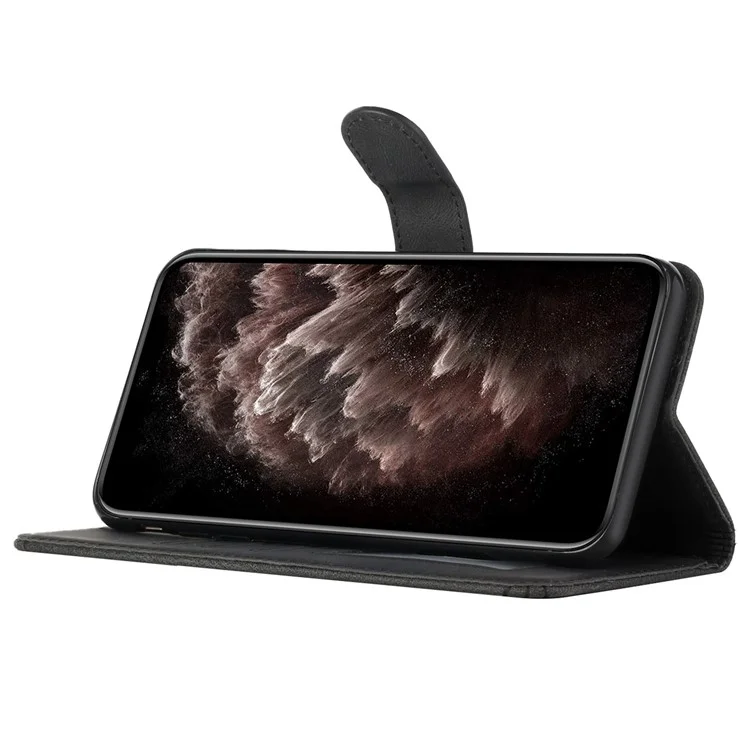YX0010 PU Leather + TPU Impresión de Rombos Líneas de Rombos Soporte de Cuero Anti-drop Case Para Iphone 11 6.1 Pulgadas - Negro