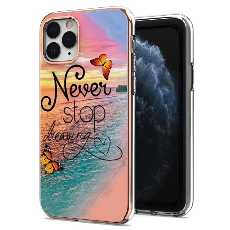 For iPhone 11 Pro Max 6.5 inch Anti-fingerprint Stylish Marble Design Electroplating IMD IML Soft TPU Phone Case - Never Stop Dreaming